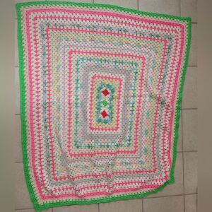 Vintage Colorful Handmade Crochet Baby Blanket